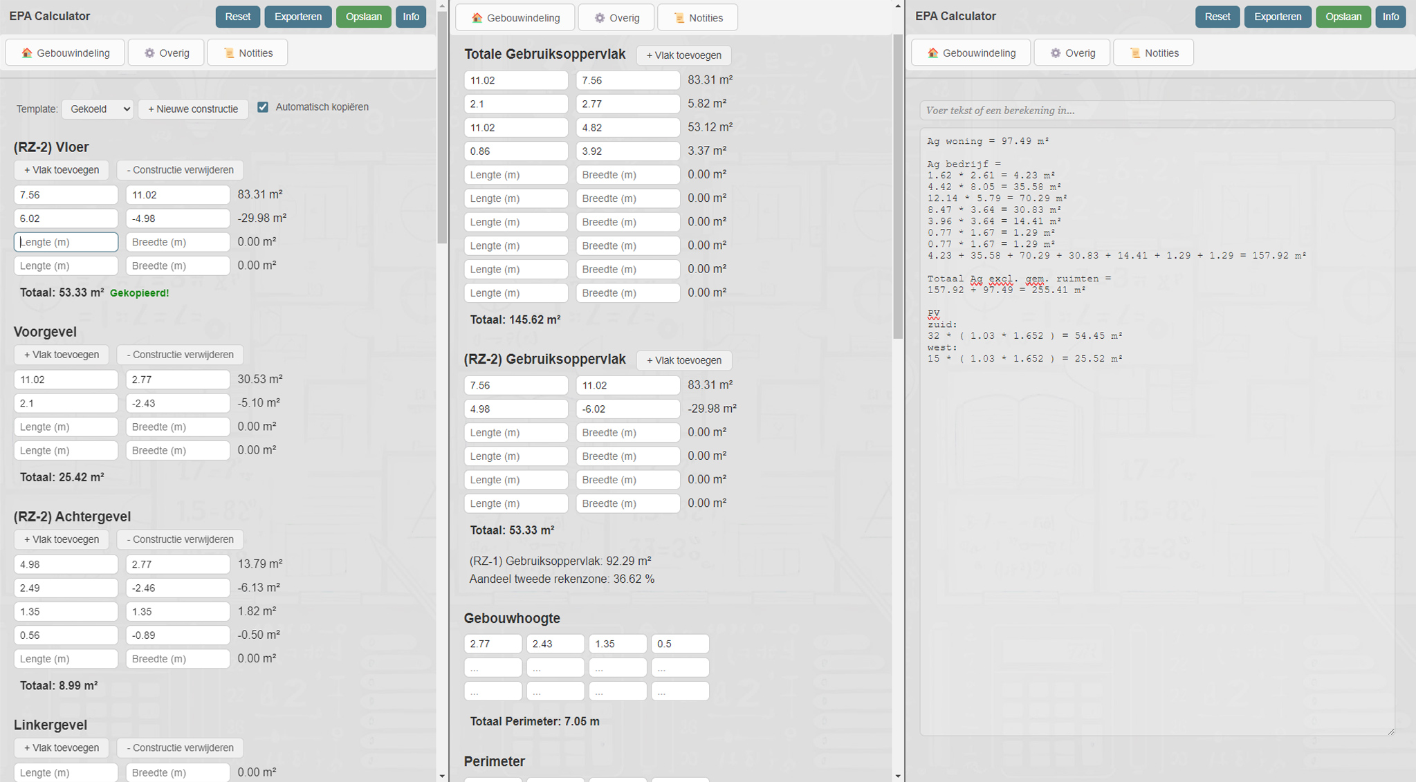Screenshot EPA Calculator